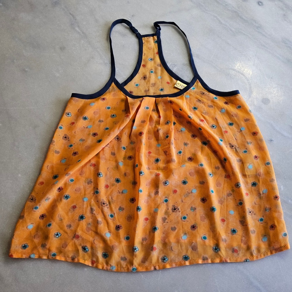princess vera wang‎ Orange Floral Racerback Tank Top - XS